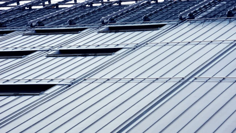 Rows of standing-seam metal roof panels